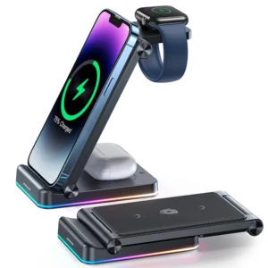 Joyroom 3in1 induction charger for Apple devices - iPhone, Apple Watch, Airpods (up to 15W) stand stand black (JR-WQN01)eng