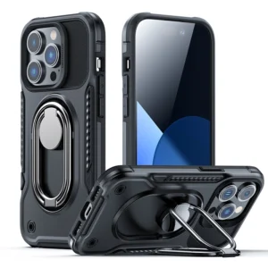 Joyroom Dual Hinge case for iPhone 14 Pro armored case with a stand and a ring holder blackeng