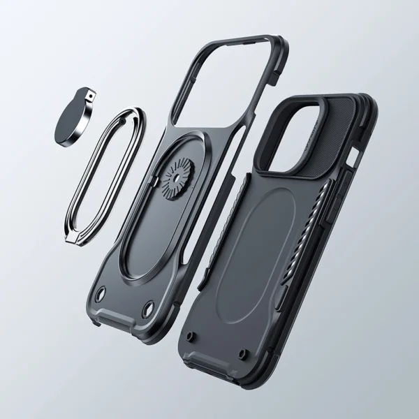 Joyroom Dual Hinge case for iPhone 14 Pro armored case with a stand and a ring holder blackeng