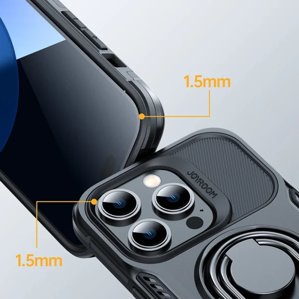 Joyroom Dual Hinge case for iPhone 14 Pro armored case with a stand and a ring holder blackeng