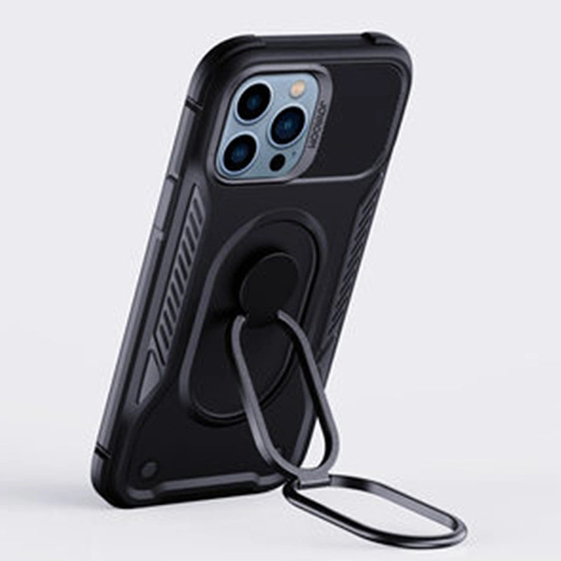 Joyroom Dual Hinge case for iPhone 14 Pro armored case with a stand and a ring holder blackeng
