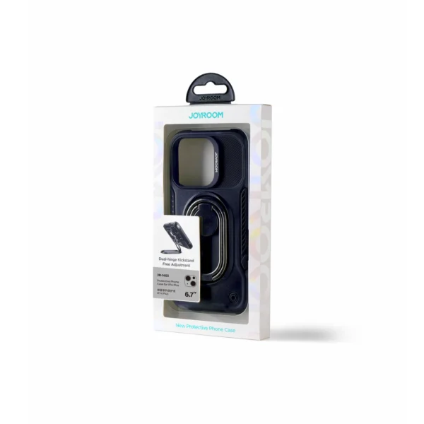 Joyroom Dual Hinge case for iPhone 14 Plus armored case with a stand and a ring holder blackeng