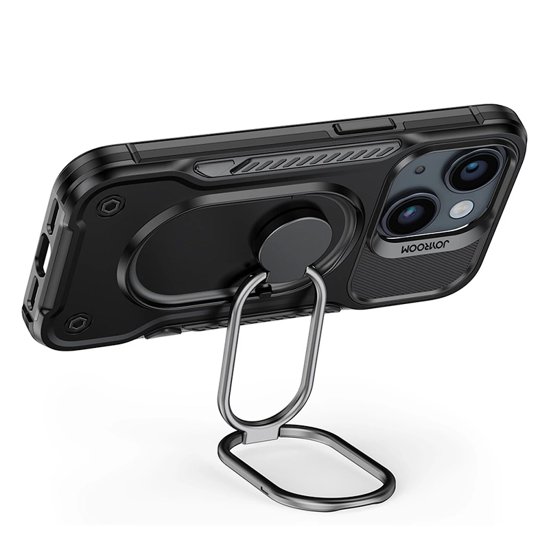 Joyroom Dual Hinge case for iPhone 14 Plus armored case with a stand and a ring holder blackeng