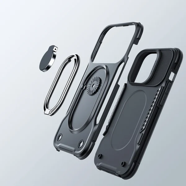 Joyroom Dual Hinge case for iPhone 14 Plus armored case with a stand and a ring holder blackeng