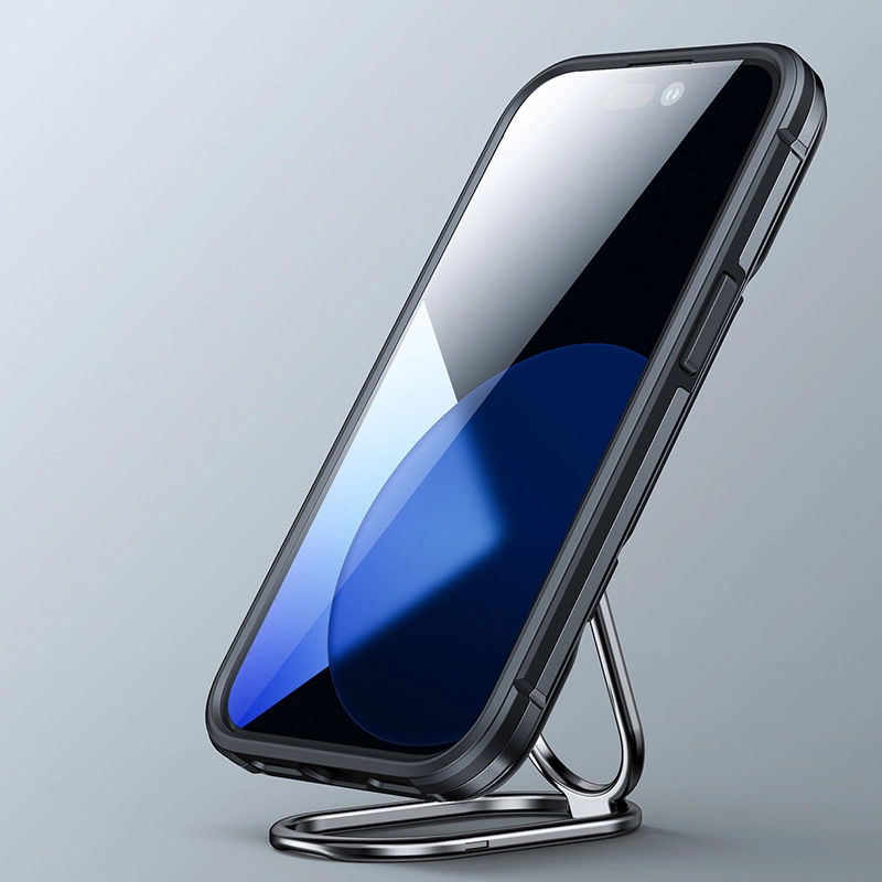 Joyroom Dual Hinge case for iPhone 14 Plus armored case with a stand and a ring holder blackeng
