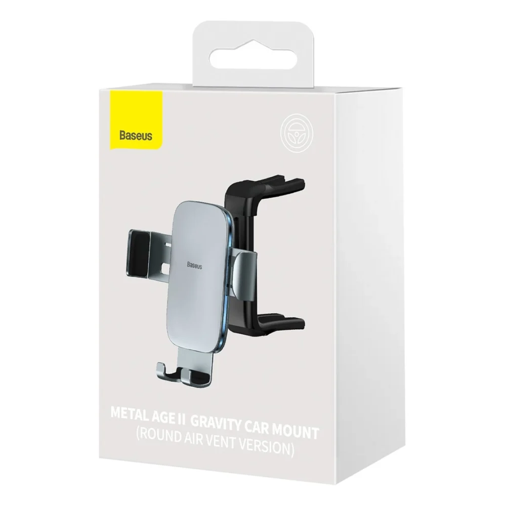 Baseus Metal AgeⅡ gravity holder for round car air vent dark gray (SUJS030013)eng