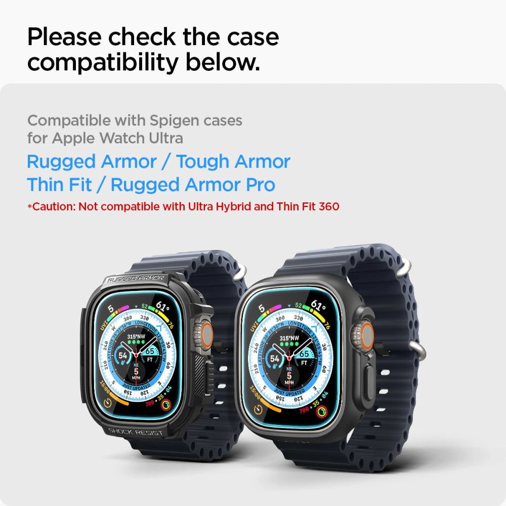 Spigen Glas.tR EZ Fit tempered glass for Apple Watch Ultra / Ultra 2 (49 mm) - 2 pcs.eng