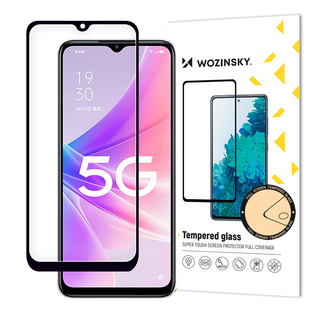 Wozinsky Full Glue Tempered Glass Oppo A77 4G / A57 4G / A57s / A57e full screen with frame black (case friendly)eng