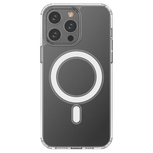 Clear Magnetic Case with MagSafe for iPhone 14 Pro Max with silver ring - transparenteng