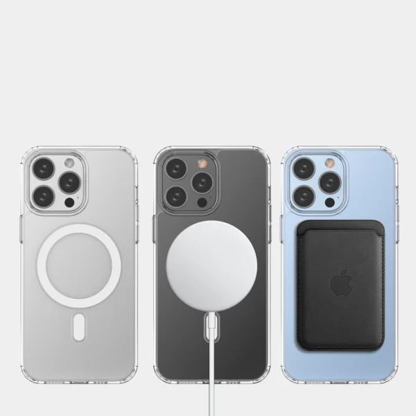 Clear Magnetic Case with MagSafe for iPhone 14 Pro Max with silver ring - transparenteng