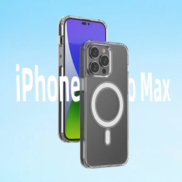 Clear Magnetic Case with MagSafe for iPhone 14 Pro Max with silver ring - transparenteng