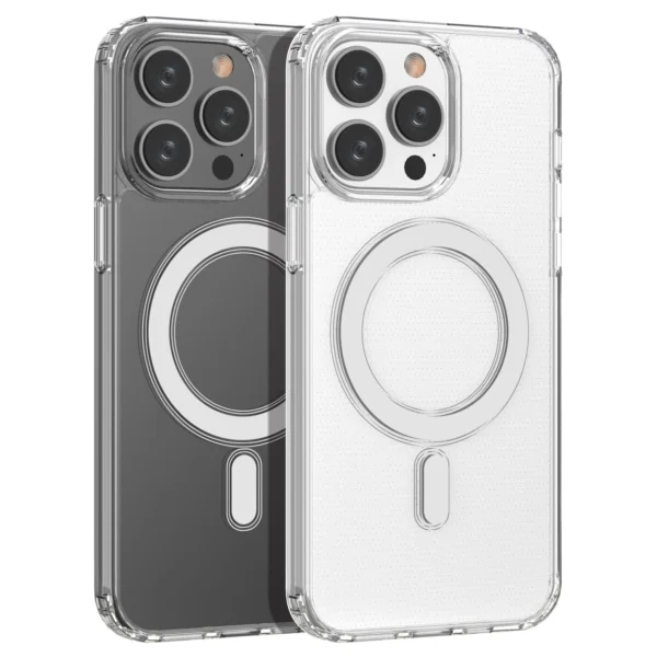 Clear Magnetic Case with MagSafe for iPhone 14 Pro Max with silver ring - transparenteng