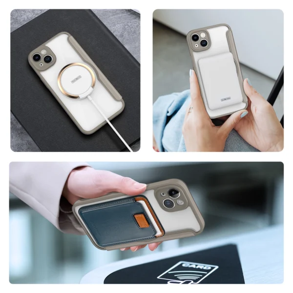 Dux Ducis Skin X Pro case iPhone 14 Plus MagSafe magnetic flip case beigeeng