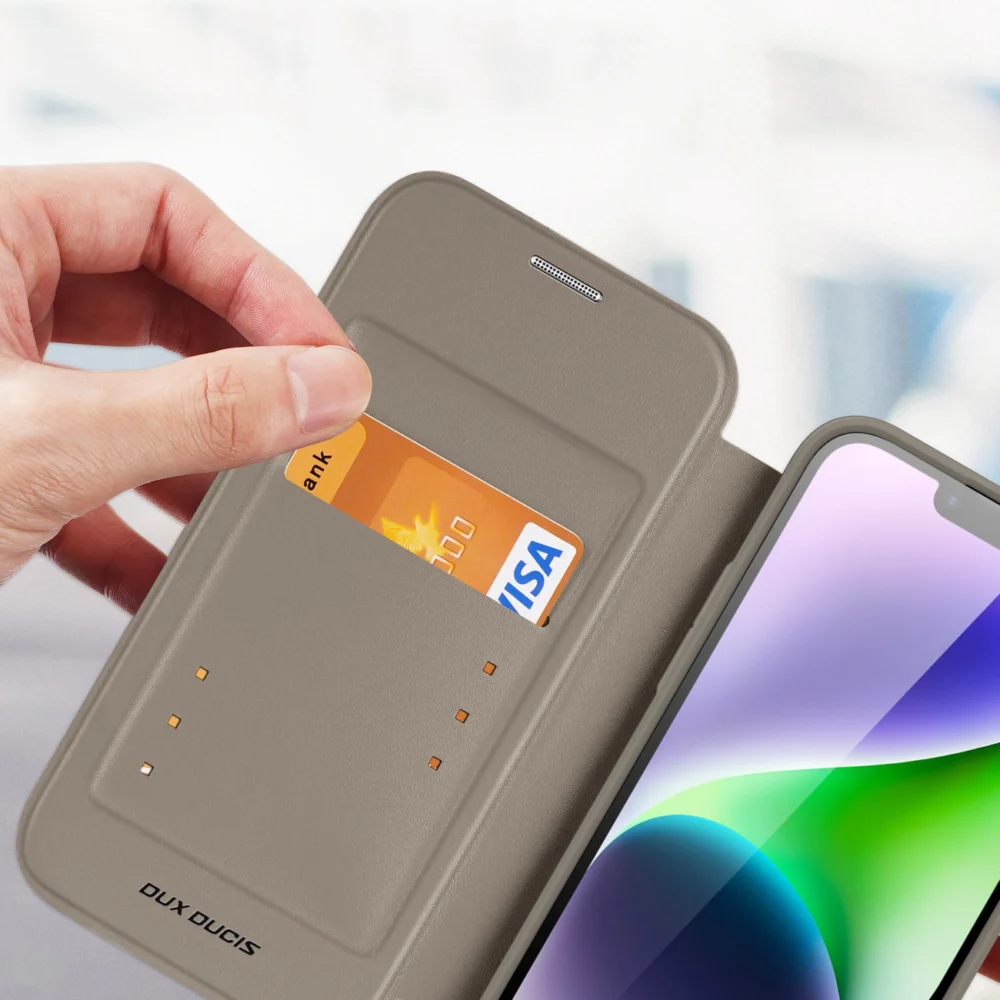 Dux Ducis Skin X Pro case iPhone 14 Plus MagSafe magnetic flip case beigeeng