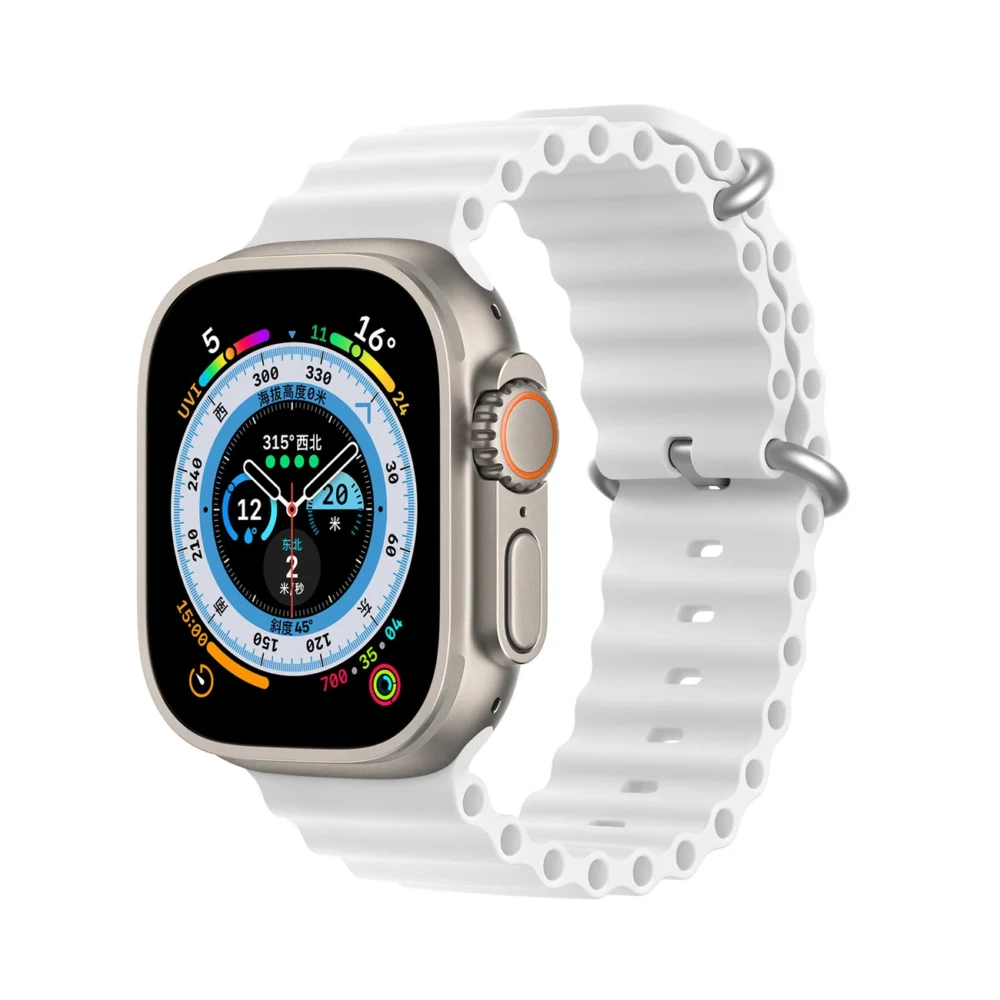 Dux Ducis Strap Watch Strap 9 / 8 / 7 / 6 / 5 / 4 / 3 / 2 / SE (41 / 40 / 38mm) Silicone Band Bracelet White (OceanWave Version)eng