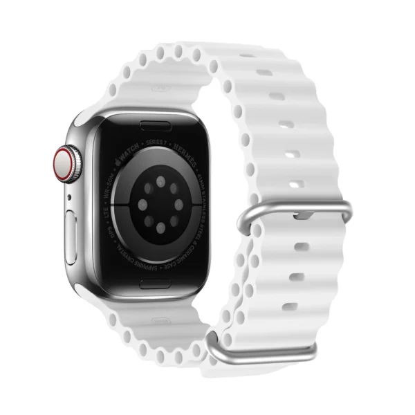 Dux Ducis Strap Watch Strap 9 / 8 / 7 / 6 / 5 / 4 / 3 / 2 / SE (41 / 40 / 38mm) Silicone Band Bracelet White (OceanWave Version)eng