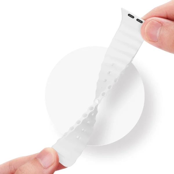 Dux Ducis Strap Watch Strap 9 / 8 / 7 / 6 / 5 / 4 / 3 / 2 / SE (41 / 40 / 38mm) Silicone Band Bracelet White (OceanWave Version)eng