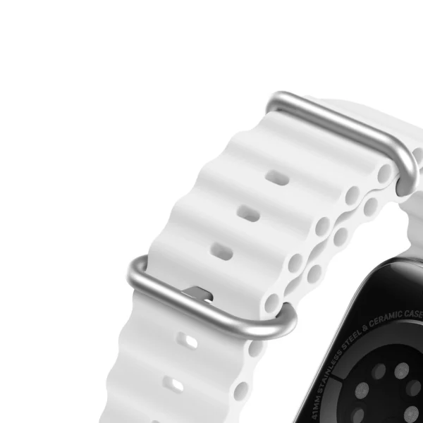 Dux Ducis Strap Watch Strap 9 / 8 / 7 / 6 / 5 / 4 / 3 / 2 / SE (41 / 40 / 38mm) Silicone Band Bracelet White (OceanWave Version)eng