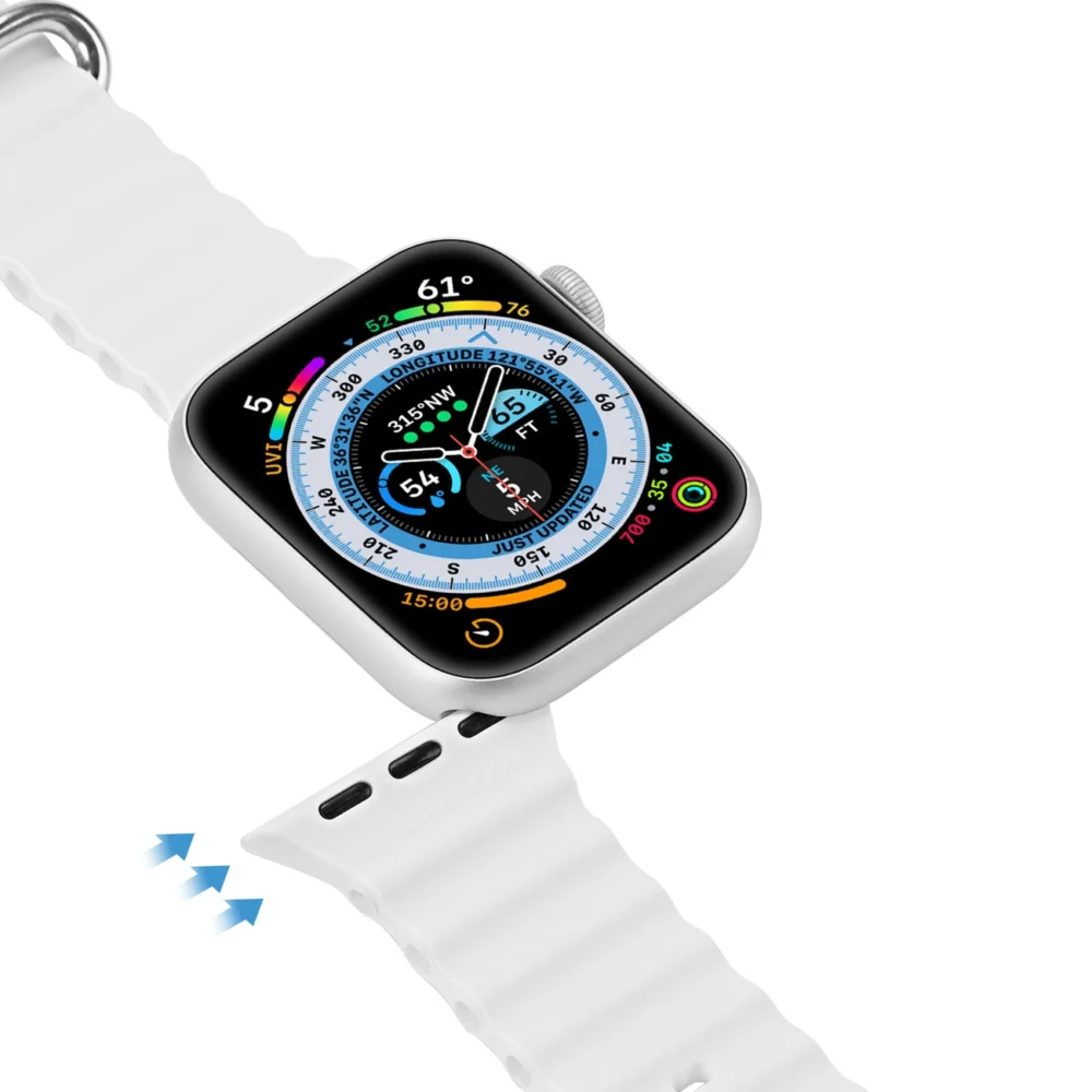 Dux Ducis Strap Watch Strap 9 / 8 / 7 / 6 / 5 / 4 / 3 / 2 / SE (41 / 40 / 38mm) Silicone Band Bracelet White (OceanWave Version)eng