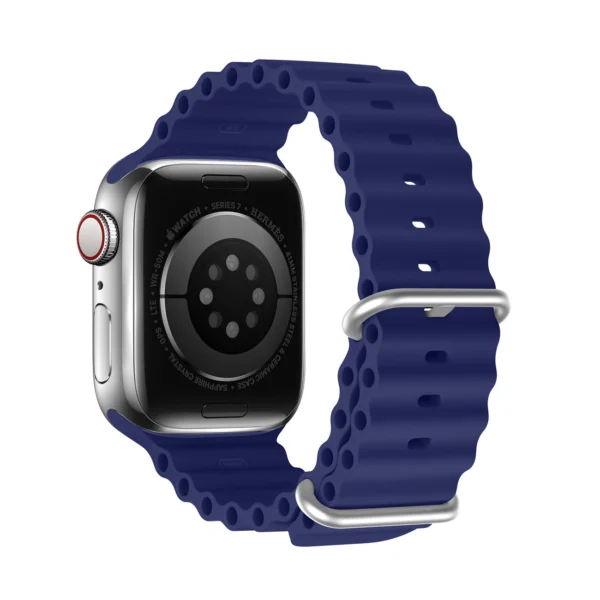 Dux Ducis Strap Watch Strap 9 / 8 / 7 / 6 / 5 / 4 / 3 / 2 / SE (41 / 40 / 38mm) Silicone Band Bracelet Navy Blue (OceanWave Version)eng