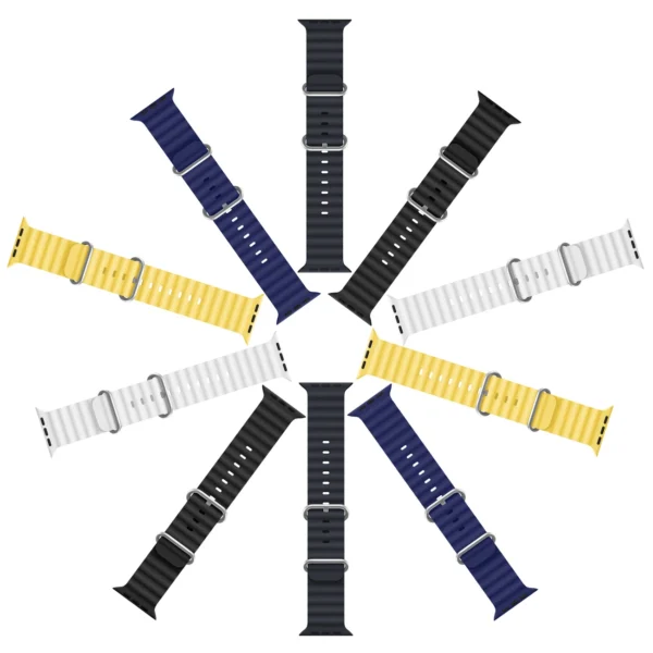 Dux Ducis Strap Watch Strap 9 / 8 / 7 / 6 / 5 / 4 / 3 / 2 / SE (41 / 40 / 38mm) Silicone Band Bracelet Navy Blue (OceanWave Version)eng