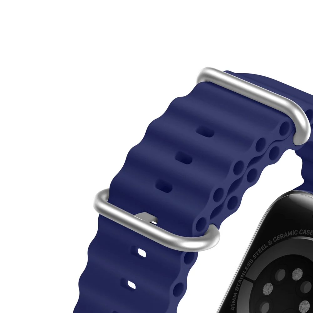 Dux Ducis Strap Watch Strap 9 / 8 / 7 / 6 / 5 / 4 / 3 / 2 / SE (41 / 40 / 38mm) Silicone Band Bracelet Navy Blue (OceanWave Version)eng
