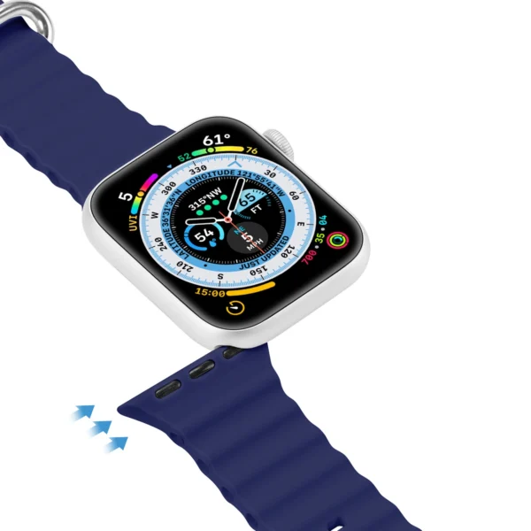 Dux Ducis Strap Watch Strap 9 / 8 / 7 / 6 / 5 / 4 / 3 / 2 / SE (41 / 40 / 38mm) Silicone Band Bracelet Navy Blue (OceanWave Version)eng