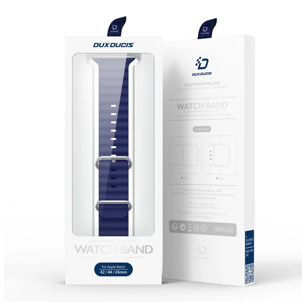 Dux Ducis Strap Watch Strap 9 / 8 / 7 / 6 / 5 / 4 / 3 / 2 / SE (41 / 40 / 38mm) Silicone Band Bracelet Navy Blue (OceanWave Version)eng