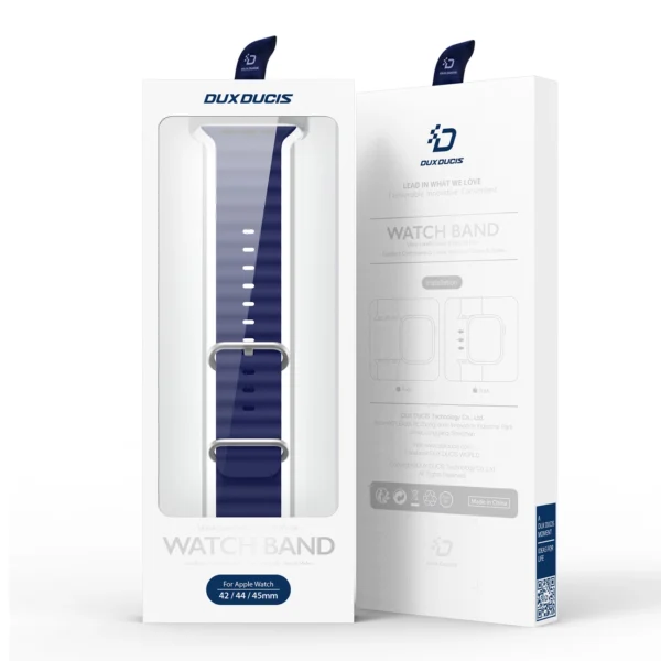 Dux Ducis Strap Watch Strap 9 / 8 / 7 / 6 / 5 / 4 / 3 / 2 / SE (41 / 40 / 38mm) Silicone Band Bracelet Navy Blue (OceanWave Version)eng