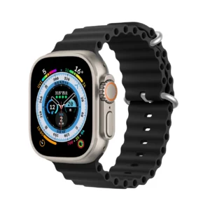 Dux Ducis Strap Watch 9 / 8 / 7 / 6 / 5 / 4 / 3 / 2 / SE (45 / 44 / 42mm) Silicone Band Bracelet Black (OceanWave Version)eng