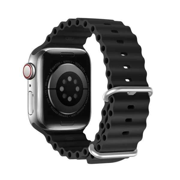 Dux Ducis Strap Watch 9 / 8 / 7 / 6 / 5 / 4 / 3 / 2 / SE (45 / 44 / 42mm) Silicone Band Bracelet Black (OceanWave Version)eng