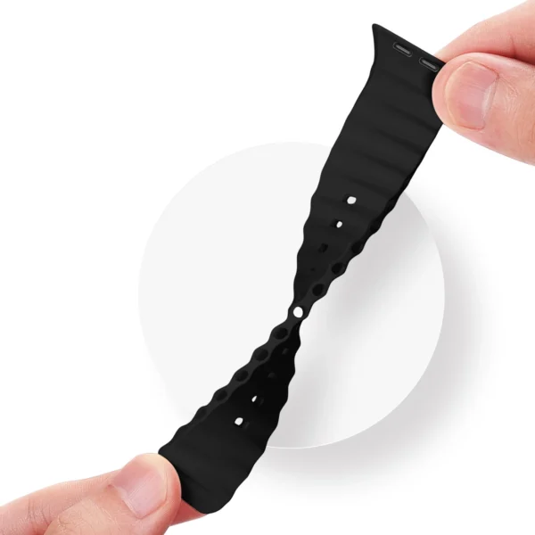 Dux Ducis Strap Watch 9 / 8 / 7 / 6 / 5 / 4 / 3 / 2 / SE (45 / 44 / 42mm) Silicone Band Bracelet Black (OceanWave Version)eng