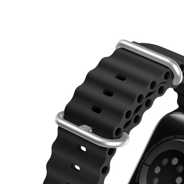 Dux Ducis Strap Watch 9 / 8 / 7 / 6 / 5 / 4 / 3 / 2 / SE (45 / 44 / 42mm) Silicone Band Bracelet Black (OceanWave Version)eng