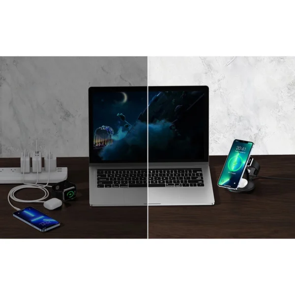 Choetech 3in1 inductive charging station iPhone 12/13/14, AirPods Pro, Apple Watch black (T587-F)eng