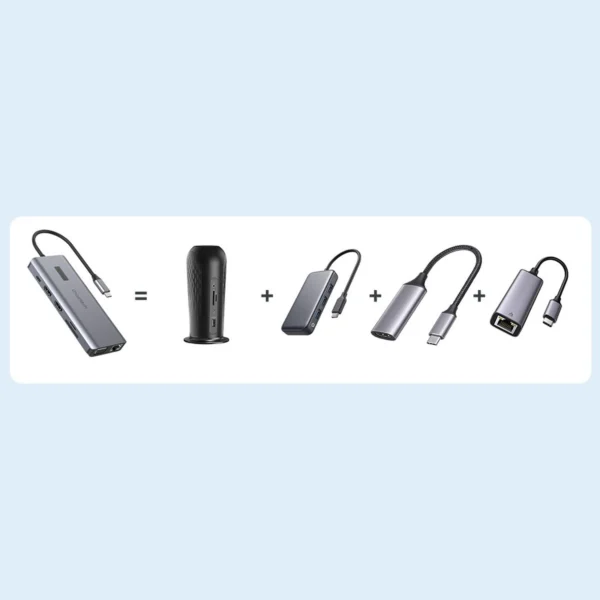 Choetech multifunctional HUB with display 12in1 USB-C to USB-C / USB-A / HDMI / VGA / AUX / SD / TF gray (HUB-M26)eng