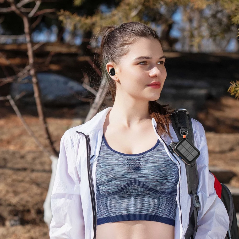 Choetech TWS wireless headphones waterproof with solar panel and built-in 2500mAh powerbank black (BH-T05)eng