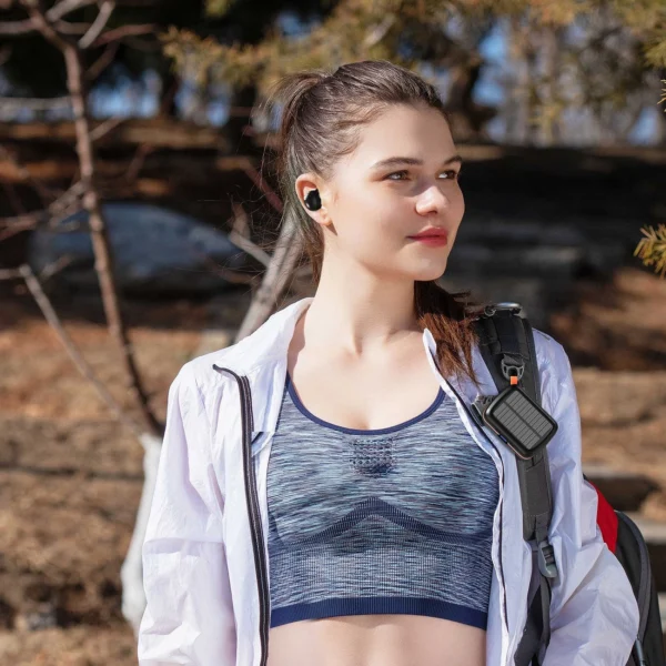 Choetech TWS wireless headphones waterproof with solar panel and built-in 2500mAh powerbank black (BH-T05)eng