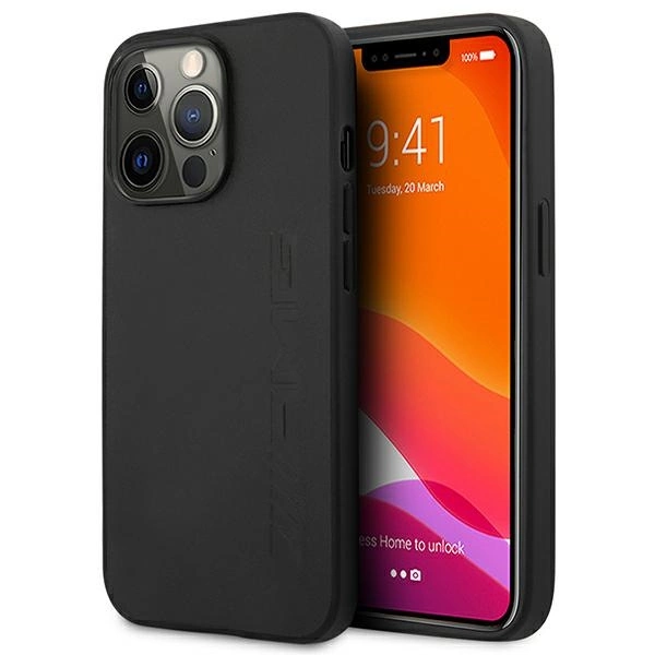 AMG AMHCP14LDOLBK iPhone 14 Pro 6.1 "black / black hardcase Leather Hot Stampedeng