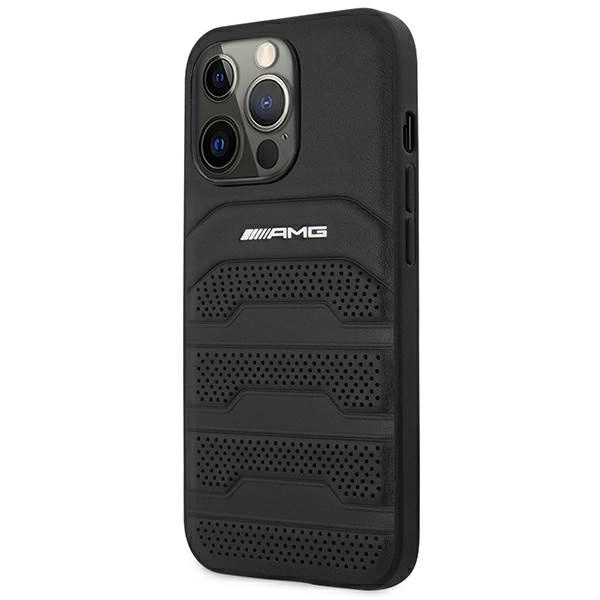 AMG AMHCP14LGSEBK iPhone 14 Pro 6.1 "black / black hardcase Leather Debossed Lineseng