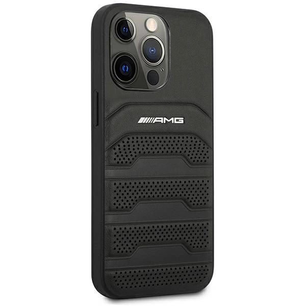 AMG AMHCP14LGSEBK iPhone 14 Pro 6.1 "black / black hardcase Leather Debossed Lineseng