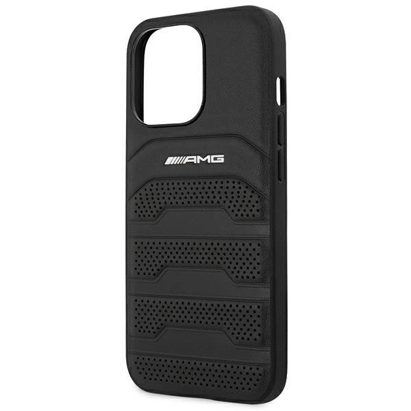 AMG AMHCP14LGSEBK iPhone 14 Pro 6.1 "black / black hardcase Leather Debossed Lineseng