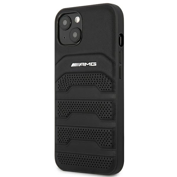 AMG AMHCP14MGSEBK iPhone 14 Plus 6,7 "black / black hardcase Leather Debossed Lineseng