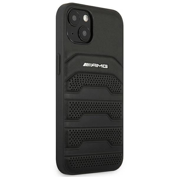 AMG AMHCP14MGSEBK iPhone 14 Plus 6,7 "black / black hardcase Leather Debossed Lineseng