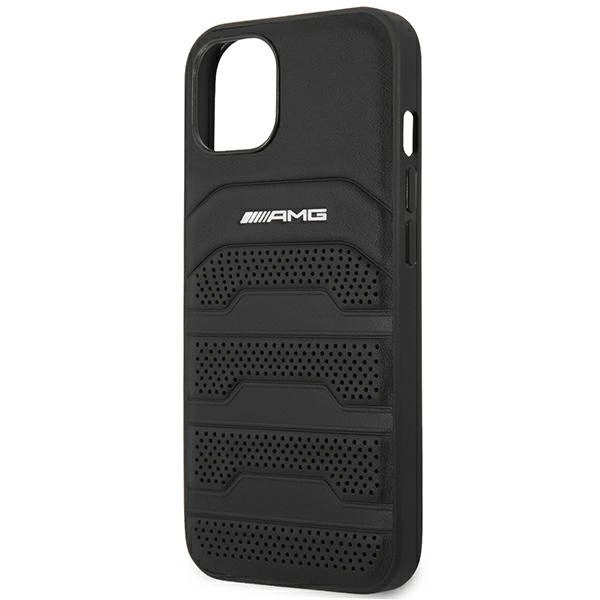 AMG AMHCP14MGSEBK iPhone 14 Plus 6,7 "black / black hardcase Leather Debossed Lineseng