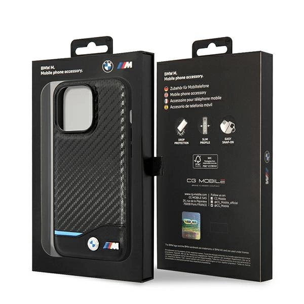 Case BMW BMHCP14L22NBCK iPhone 14 Pro 6.1 "black / black Leather Carboneng