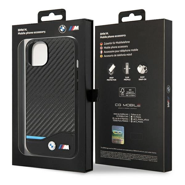 Case BMW BMHCP14S22NBCK iPhone 14 6.1 "black / black Leather Carboneng