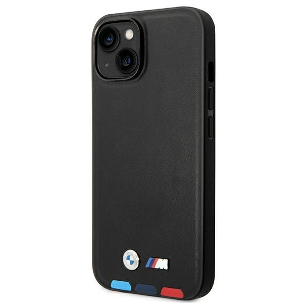 Case BMW BMHCP14S22PTDK iPhone 14 6.1 "black / black Leather Stamp Tricoloreng
