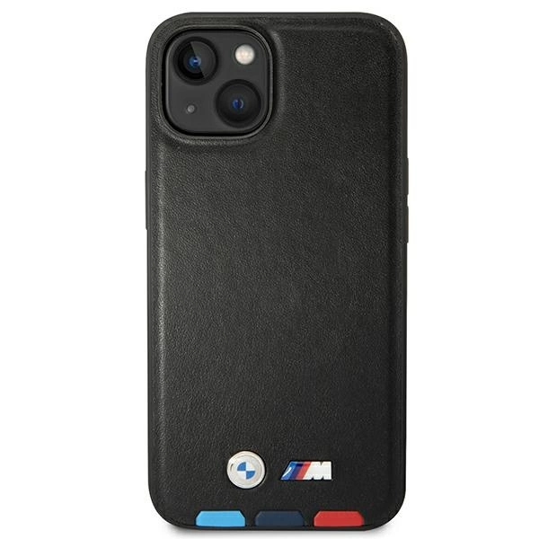 Case BMW BMHCP14S22PTDK iPhone 14 6.1 "black / black Leather Stamp Tricoloreng