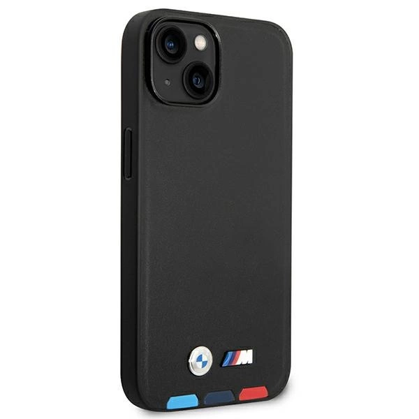 Case BMW BMHCP14S22PTDK iPhone 14 6.1 "black / black Leather Stamp Tricoloreng