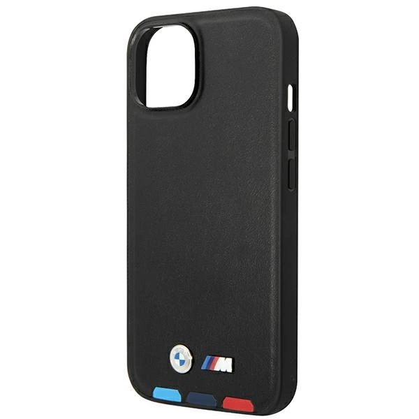 Case BMW BMHCP14S22PTDK iPhone 14 6.1 "black / black Leather Stamp Tricoloreng